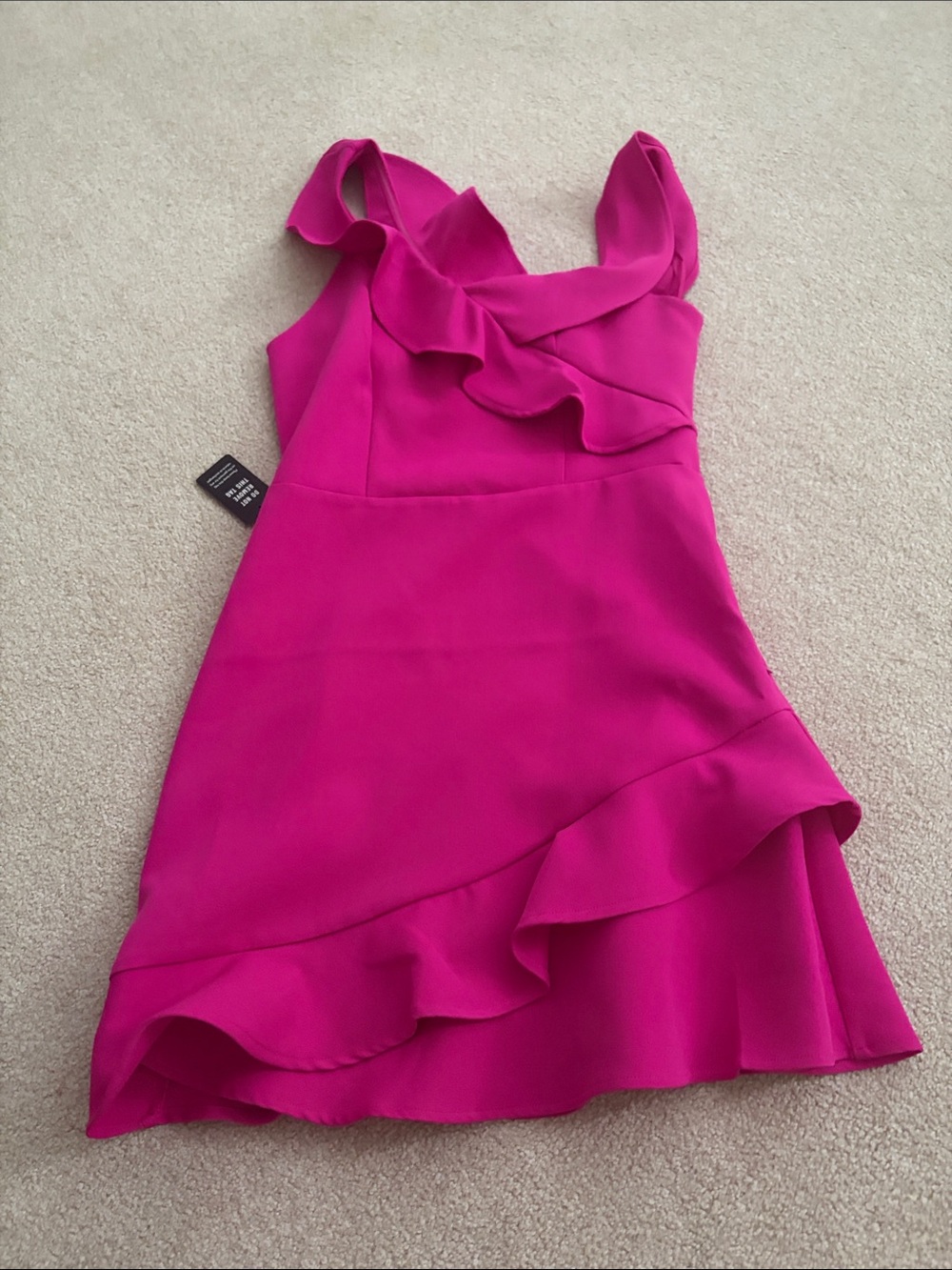 Express size small brand new Hot Pink Ruffle Wrap-Accent Mini Dress
